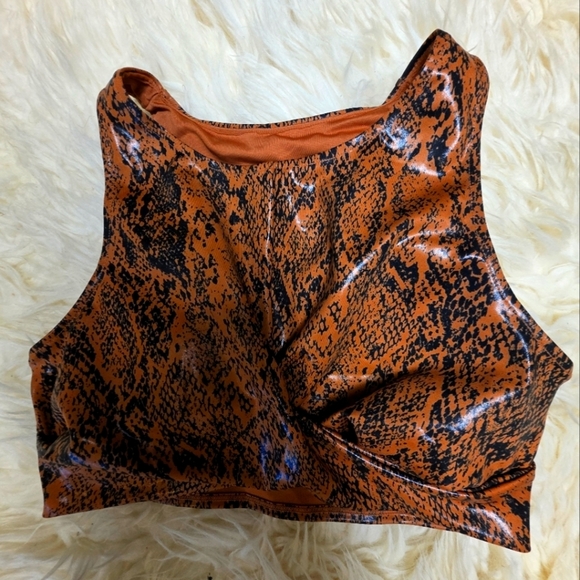 Orange and Black Snake Print Women's Top 2 Pc Set - Picture 1 of 4